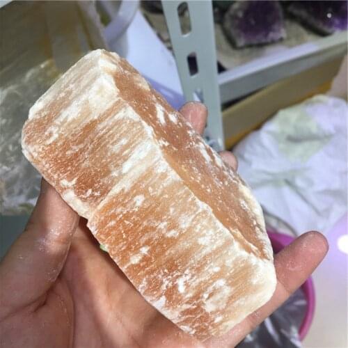 Natural raw yellow gypsum stone selenite healing crystal specimen