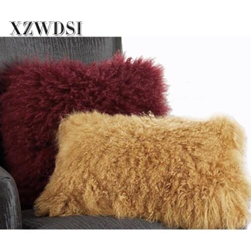 CX-D-01 Custom Size Mongolia Lamb Fur Sheep Fur Decoration Cushion Cover Pillow Cases Pillowcase~ DROP SHIPPING