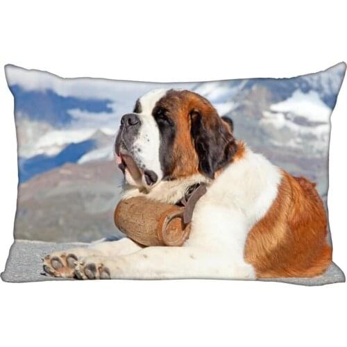 New Saint Bernard Dog Pillow Cover Bedroom Home Office Decorative Pillowcase Square Zipper Pillow cases Satin Soft Fabric