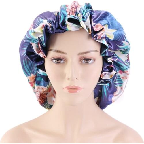 New Womens Double Layer Reversible Bonnet Women Night Sleep Cap Satin Lining Soft Extra Large Headwear Headwrap Hair Care Hat