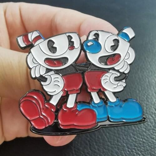 Adorable Cuphead Mugman Adventure Brothers Brooch Pins Enamel Metal Badges Lapel Pin Brooches Jackets Jeans Fashion Jewelry