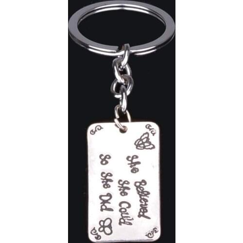 She Believed She Could So She Did Engraved Keychains Inspirational Gifts Encouragement Key Chain Jewelry Motivational Presents