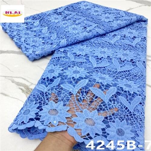 Wholesale Sequins Cord Milk Silk Lace Embroidery High Quaity African Guipure Lace Fabric For Fashion Wedding Dress NA4245B-1