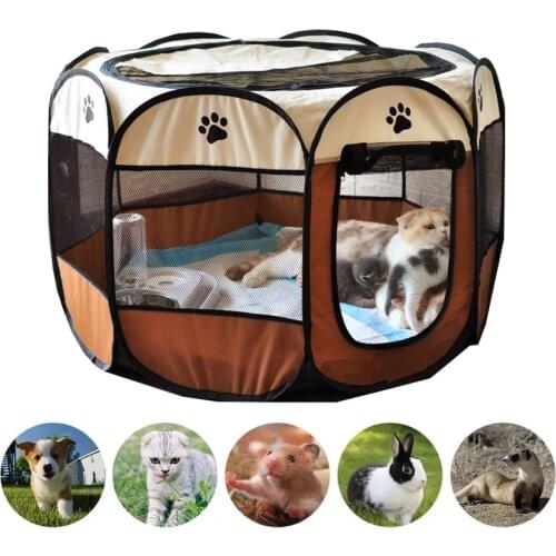 Portable Folding Pet Tent Dog House Octagonal Cage for Cat Puppy Kennel Playpen for Animals Big Dogs House Outdoor Dog Cat House