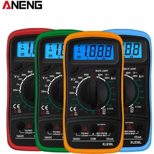XL830L Handheld Digital Multimeter LCD Backlight Portable AC/DC Ammeter Voltmeter Ohm Voltage Tester Meter Multimetro