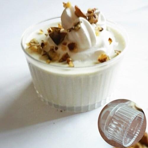 50pcs Transparent Disposable Plastic Cup Round Stripe Cake Dessert Cup Tiramisu Mousse Cake Tray Jelly Pudding Dessert Containe