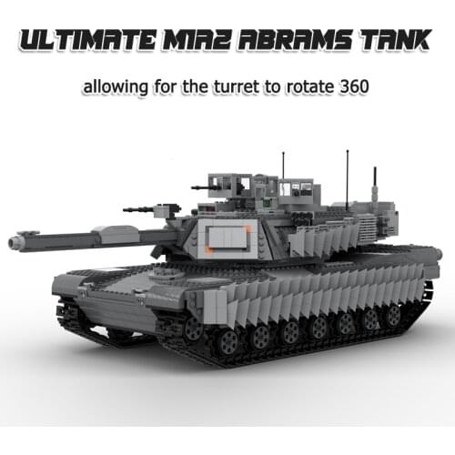 RC Tank WW2 Military M1A2 Abrams MOC Building Blocks MBT Army Tank Military Model Turret To Rotate Kids Gift Creator Series