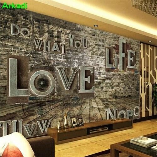 Retro retro embossed letters LOVE hand-painted nostalgia mural bar KTV retro wooden personality wall painting