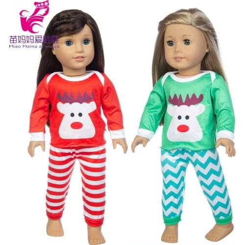 18" American og journey Girl Doll Christmas pajama set Santa Claus sleep wear for baby doll clothes