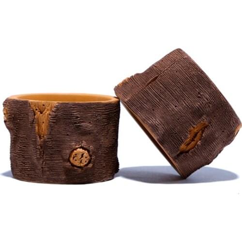 Hand-carved tea cup high quality single cup imitation wood small teacup Zisha household tea set master cup personality