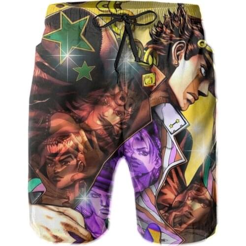 Summer Mens Quick Dry Swimming Trunks Jojo Bizarre Adventure Board Shorts Swimwear Vacation Surf Beach Short Pants Casual Male