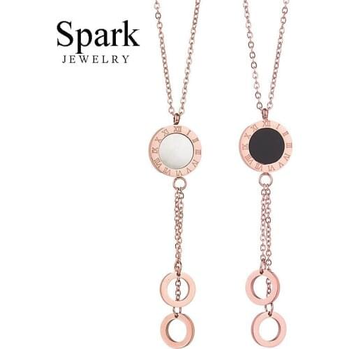 SPARK New Famous Brand Engraving Channel Necklaces & Pendants Stainless Steel Shell Fashion Necklace for Female Gift Bijoux
