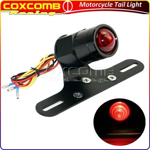 Universal Motorcycle Lucas Retro CNC Aluminum 12V LED Rear Tail Brake Light For Harley Sportster Bobber Chopper Cafe Racer