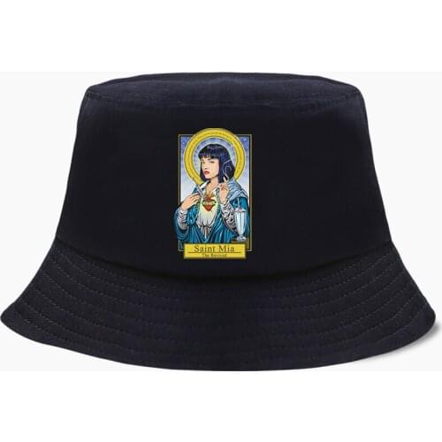 Pulp Fiction Mia Funny Bucket Hat Outdoor Hunting Panama Cap Fisherman Caps Women Harajuku Fishing Sunscreen Foldable Hats