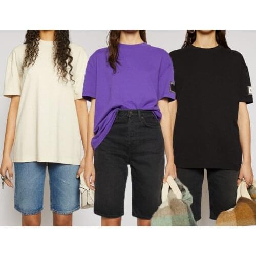 Women T-shirt 21 Spring Summer New Applique Embroidered Letter Embroidered Cotton Short Sleeve Round Neck T-Shirt Women