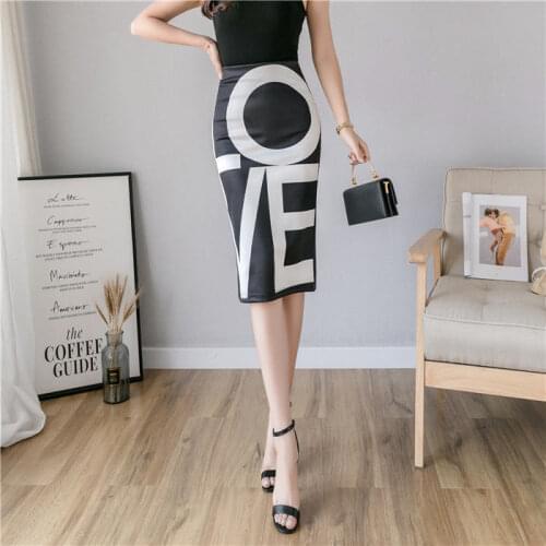 Hip Temperament Mid-Length Split Half-Length Skirt Lady plus size skirts womens skirt elegant LOVE Casual skirt