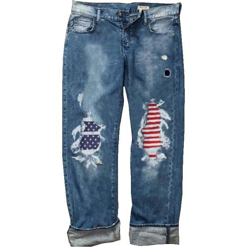 Ladies Jeans Loose Patches Ladies Jeans Trousers Womens Pants