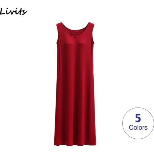Women Dresses Built-in Bra Padded Stretchable Modal Maxi Long Dress Sundress Sleeveless Sexy Casual Korean SA1006