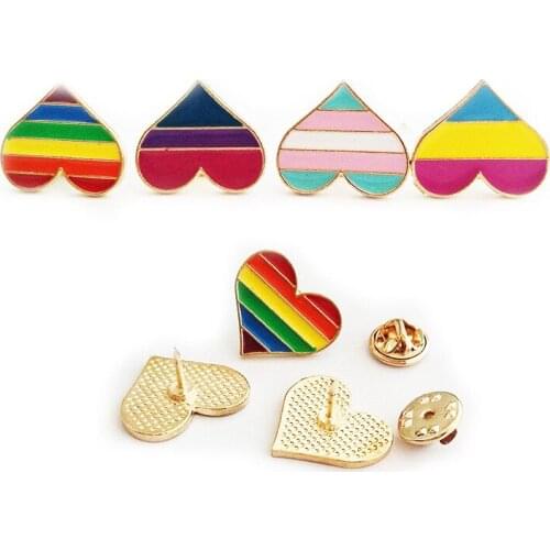 1PC Rainbow Heart LGBT Pride Pinback Button Badge Gay Lesbian Symbol Pin 4 Colors Love Is Equal DIY Apparel Sewing Accessories