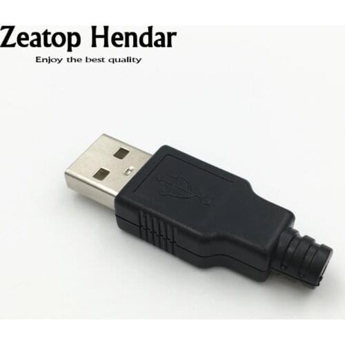 10 Set DIY USB 2.0 A Type Male Assembly Adapter Connector Plug Socket Black Solder Plastic Shell