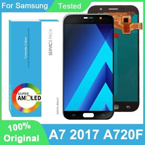 100% Original AMOLED 5.7'' Display For Samsung Galaxy A7 2017 A720F A720M Full LCD Touch Screen Digitizer Assembly Repair Parts