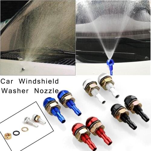 2Pcs Car Front Window Washers Spray Eyes On Front Hood Bonnet Fan-Shaped Auto Wiper Cleaning Injection Nozzle