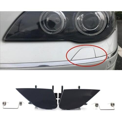 2Pcs Car Front Bumper Headlight Washer Cover Cap For BMW 7 Series E65 E66 2005 2006 2007 2008 Black ABS Plastic