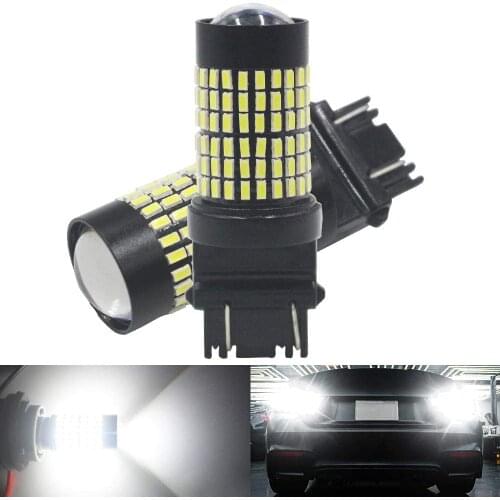 2-Pack 3157 3057 4157 9V-30V 3014 144 SMD Bright White LED Bulbs with Projector Car Interior RV Camper Reverse Tail Backup Light