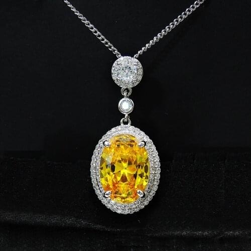 2020 Luxury For Women Pendant Necklaces 10*14MM Oval Radiant Cut Ruby Citrine Wedding Anniversary Fashion Fine Jewelry Gifts