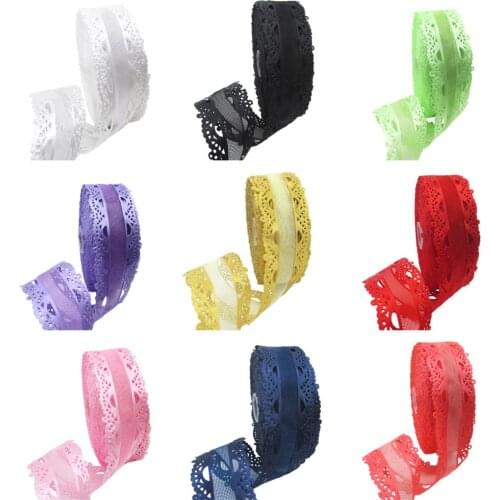 38mm 25Yards Flowers Series Hollow Embossing Organza Lace Ribbons Hair Bows Wedding Gift Wrap DIY Decoration Materials,25Yc2037