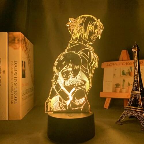 Anime Attack on Titan 3d Lamp Annie Leonhart Light for Bedroom Decoration Kids Gift Attack on Titan LED Night Light Mikasa