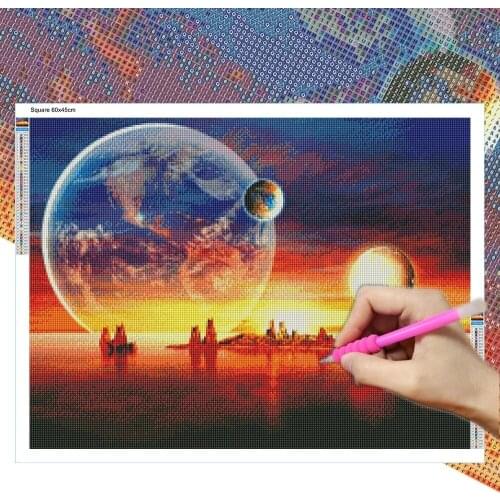 5D Diy Starry Sky Scenery Diamond Painting Full Square Round Crafts Mosaic Landscape Diamond Embroidery Set Home Decoration