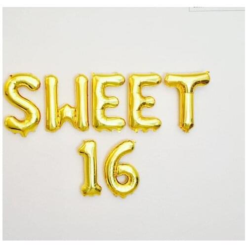 7pcs/lot Rose Gold Sweet 16 Sixteen 16th Birthday Party Decoration Sweet Girls Happy Birthday Donut Balloon Event Party Supplie