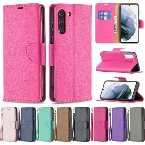 A82 A22 Classic Lychee Pattern Wallet Case for Samsung Galaxy S21 FE A72 A52 A42 A32 A12 A02 Shockproof Full Protection Fundas