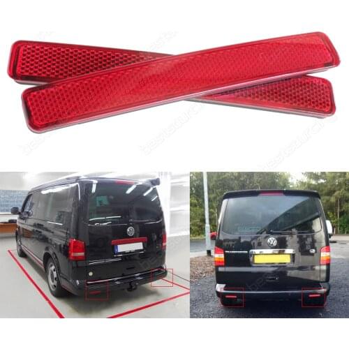 ANGRONG 2x Red Lens Rear Bumper Reflector Assembly Light L+R For VW Transporter T5 2003-11