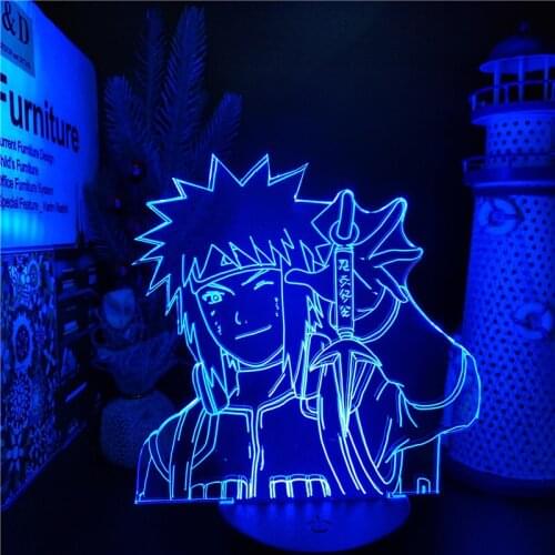 Anime Naruto 3D Lamp Namikaze Minato Lampara Led Luminaria Naruto Shippuden Figure Manga Lights Kawaii Room Decor Neon Lights