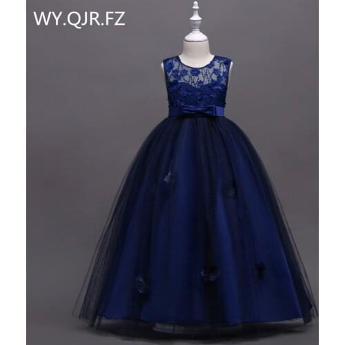 BH-591#Navy blue Bubble skirt Princess performance Flower Girl Dresses long wedding party prom dress wholesale children' clothes