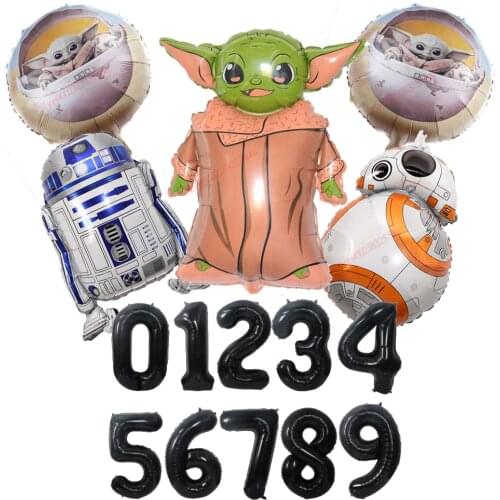 Baby Yoda Foil Balloons Decorations Birthdays Baloon Number Baby Shower Decor Wedding Accessories Boy Girl Xmas Party Supplies
