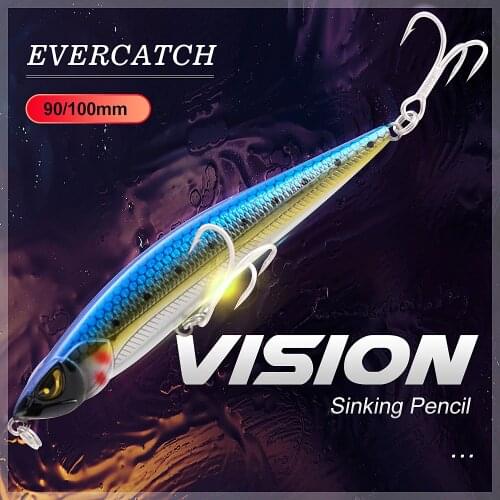 Evercatch vision 90/100mm sinking pencil subsurface jerkbait minnow hard bait wobblers fishing lure for trout bass pike perch