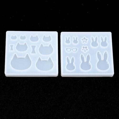 Rabbit glass flower pyramid Cat head Liquid silicone mold DIY resin lanugo mold resin molds for jewelry pendant necklace