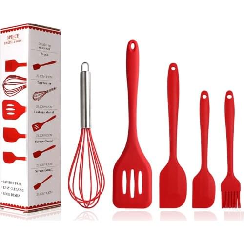 Geetest 5 Pcs Heat Resistant Silicone Cookware Set Nonstick Cooking Tools Kitchen Baking Tool Kit Utensils Kitchen Accessories