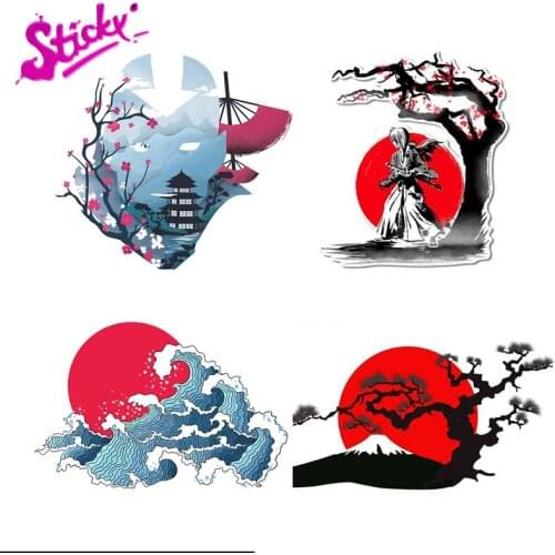 STICKY Japanese Landscape Silhouette Comic Decal Personality Car Sticker Decal Decor Motorcycle Off-road Laptop Trunk Guitar