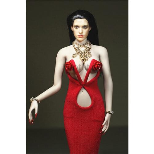Collection 1/6 Scale Red Rose Hollow Skirt Dress for 12inch Phicen Tbleague JIAOUL Steel Stainless Body Model Toy Rose grass
