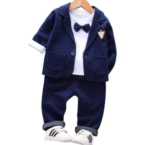 New Kids baby Boy cotton long sleeved bow tie+jacket+shirt+ trousers suit 4Pcs Gentleman Kids Clothes Flower Boys dress2 3 4 yrs