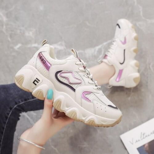 Women Chunky Sneakers Fashion Vulcanized Shoes Female Platform Mesh Breathable Casual Shoes Thick Sole Woman Trainers Size 35-40