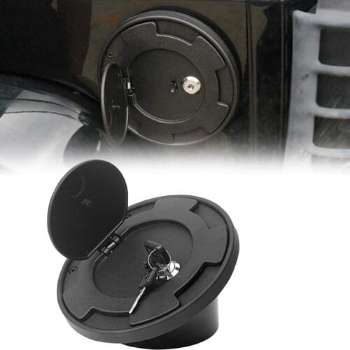 Car Fuel Door Cap with Lock + Keys Auto Exterior Pop-up Gas Tank Cover Lid for Jeep Wrangler JK Rubicon Sahara Unlimited 07-17