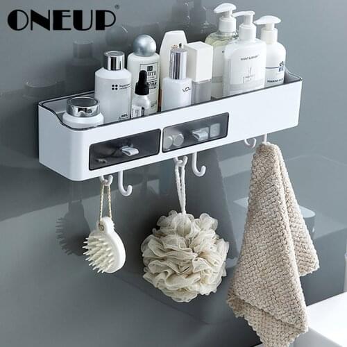 ONEUP Multifunction Bathroom Shelf Drainable Shower Shelf Punch-free Shampoo Towel Storage Rack Organizer Bathroom Accessories