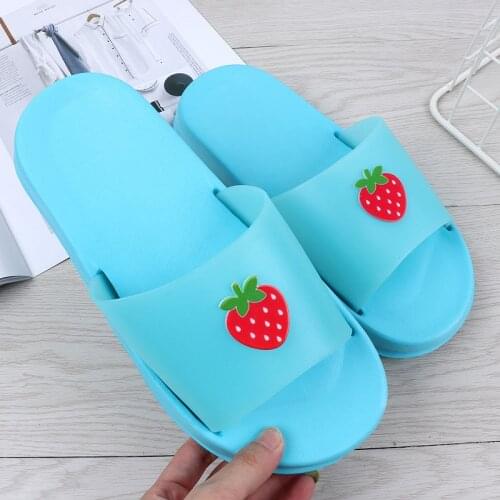 Fashion Cute Ins Fruit Slippers Womens Home Indoor EVA Slides Soft Flat Bathroom Slippers Female Anti-skid Beach Sandals