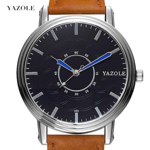 YAZOLE Mens Quartz Analog Watch PU Leather Strap Ultra Thin Watch Men Waterproof Business Wrist Watches for Men Wristwatch 305