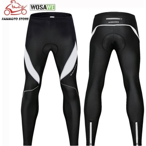 WOSAWE Mens Reflective Motorcycles Pants Cycling Tights Winter Thermal Cold Wear Gel Padded Legging Bike Pants Cycling Trousers